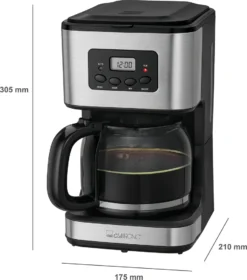 Clatronic KA 3642 Kaffeefiltermaschine Für 12-14 Tassen 1,5 L, Programmierbare 24-Stunden LCD-Digital-Zeitschaltuhr, Edelstahlfront -Bon Cafe Store ca7b8a915fba577f63e51e62b8e99d8a