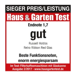 Russell Hobbs 21700-56 Retro Ribbon Red Kaffeemaschine -Bon Cafe Store cba51e92ce50ccada551fb66c931933e