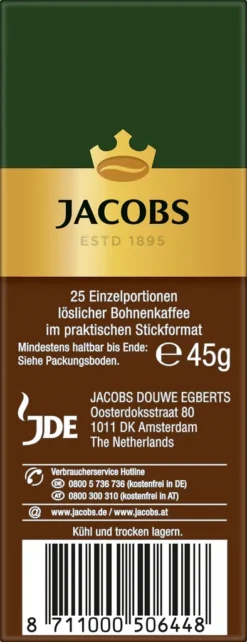 Jacobs Typ Espresso Sticks | Löslicher Kaffee | 25 Portionen -Bon Cafe Store d0d3055304e6311a5038922c79425c6e