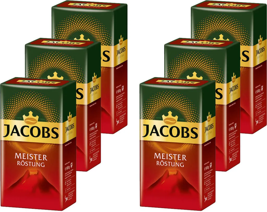 JACOBS Filterkaffee Meisterröstung 6 X 500g Pulver-Kaffee Gemahlen Röstkaffee 3 JACOBS Filterkaffee Meisterröstung 6 X 500g Pulver-Kaffee Gemahlen Röstkaffee