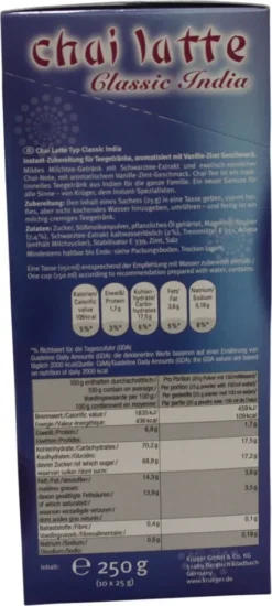 Krüger You Chai Latte Typ Vanille-Zimt Classic India Extra Cremig | 10 Portionen -Bon Cafe Store da5dccbe3dd539fc8f6001b579210e30