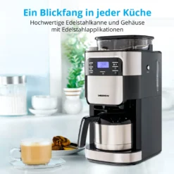 MEDION Kaffeemaschine Mit Mahlwerk Und Thermoskanne (Timer, 1 Liter, 900 Watt, Kaffeebohnenmahlwerk, 8 Mahlstufen, LED Display, Tropf Stopp, Isolierkanne, MD19777) -Bon Cafe Store e3ca4748df7bc4b2888d0e90a035e7bc