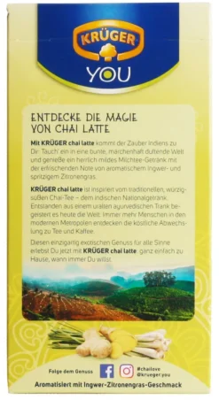 Krüger You Chai Latte Typ Ingwer-Zitronengras Fresh India Extra Cremig | 10 Portionen -Bon Cafe Store f257984e6930ff0d1a7aab87a578857f