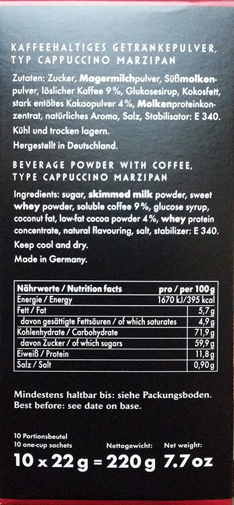 Niederegger Marzipan Geschmack Cappuccino 10 Portionsbeutel 220g 4 Niederegger Marzipan Geschmack Cappuccino 10 Portionsbeutel 220g – Bild 2