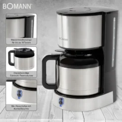 Bomann Thermo-Kaffeeautomat KA 6037 CB Edelstahl/schwarz -Bon Cafe Store ffd31e604e338b81e913836d1b38c96f