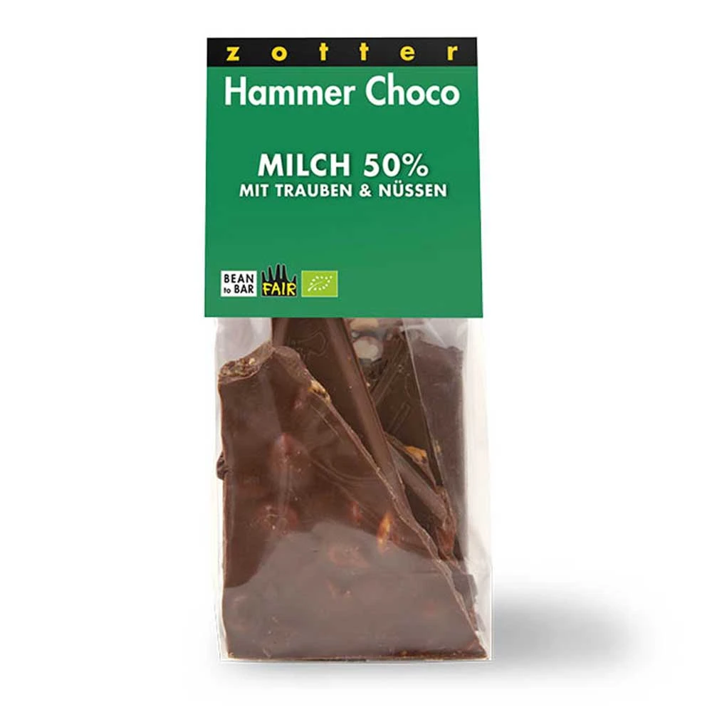 Hammer Choco- Milchschoko Mit Trauben Und Nüssen 100g 3 Hammer Choco- Milchschoko Mit Trauben Und Nüssen 100g